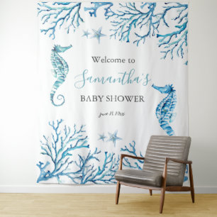 Baby-Shower-Fotografierhintergrund Meeresthema Wandteppich