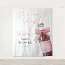 Baby-Shower-Fotohintergrund mit rosa Schleife und 