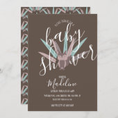 Baby Shower Fox Bohemisch Feathers Einladung (Vorne/Hinten)