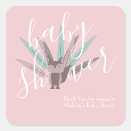 Baby Shower Fox Bohemisch Feathers Quadratischer Aufkleber