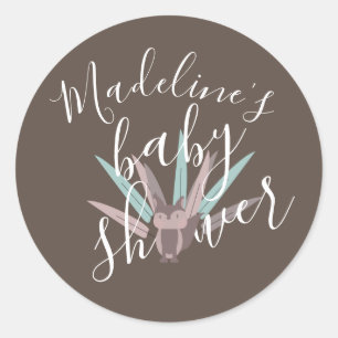 Baby Shower Fuchs Boheme Federn  Runder Aufkleber