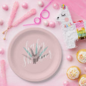 Baby Shower Fuchs Boho Federn Rosa Pappteller (Party)