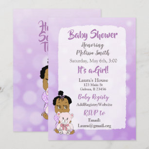 Baby Shower für afroamerikanisches Mädchen Einladung