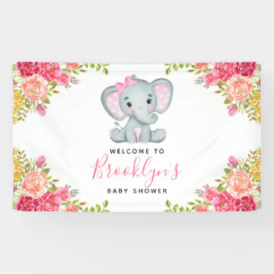 Baby Shower für das Blumen-Elefanten-Mädchen Banner