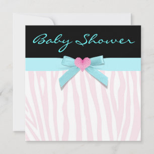 Baby-Shower für Mädchen mit rosa Zebramuster und t Einladung