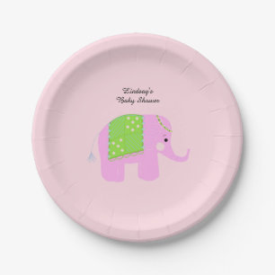 Baby Shower für rosa indischen Elefanten Pappteller