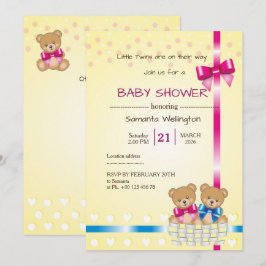 Baby Shower für ZWILLINGE Einladung
