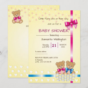 Baby Shower für ZWILLINGE Einladung