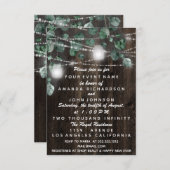 Baby SHOWER füttert rustikales Grünholz Silber Einladung (Vorne/Hinten)