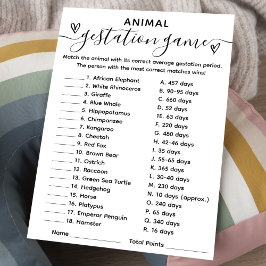 Baby Shower Game Animal Gestation Card Einladung