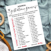Baby Shower Game Animal Gestation Card Einladung