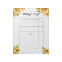 Baby Shower Game Baby Bingo Gelbe Sonnenblumen Notizblock