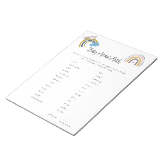 Baby Shower Game Baby Match Gender Neutral Notizblock (angewinkelt)