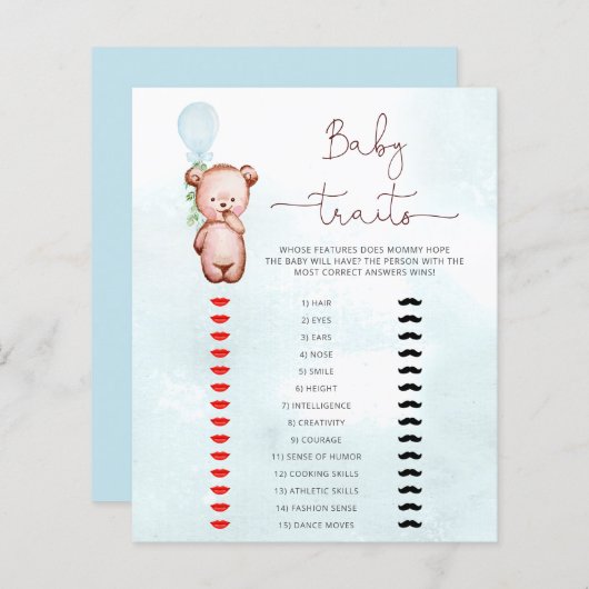 Baby Shower Game Baby Tracks (Vorne/Hinten)