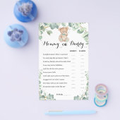 Baby Shower Game Card Mommy oder Daddy Bear Greene Flyer (Einzeln)