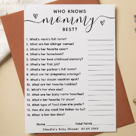 Baby Shower Game, das Mama Best Card kennt Einladung