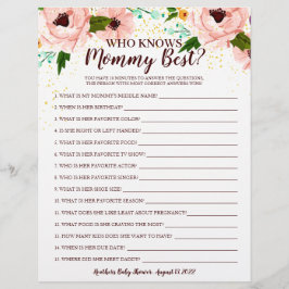 Baby Shower Game, das Mommy Confetti Floral kennt