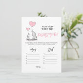 BABY SHOWER GAME Elephant - Wie alt Eltern Foto Begleitkarte (Stehend Vorderseite)