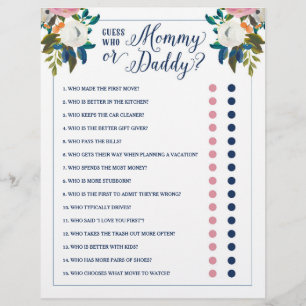 Baby Shower Game Guess Who Mommy or Daddy Editable