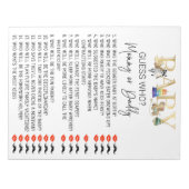 Baby Shower Game Guess Who Toys Gold Notizblock (Vorderseite)