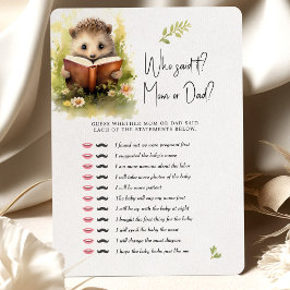 Baby Shower Game Hedehog Wer hat es gesagt? Mama o Einladung