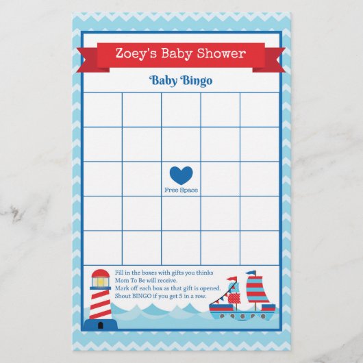 Baby Shower Game in Nautical Theme (Vorderseite)