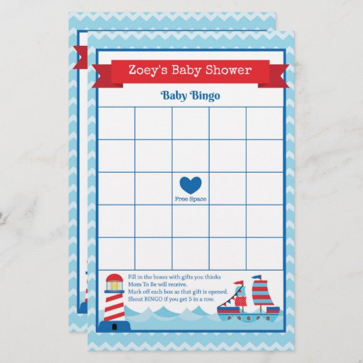 Baby Shower Game in Nautical Theme (Vorne/Hinten)