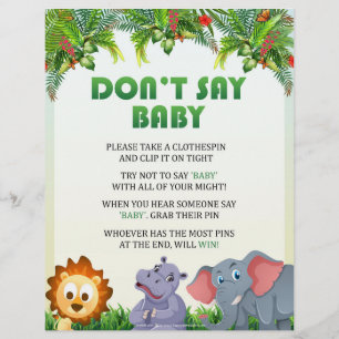 Baby Shower Game nicht [Tierthema] Briefbogen