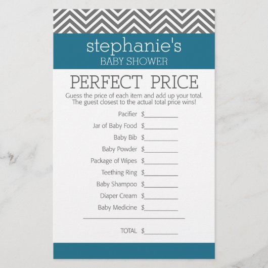 Baby Shower Game - Perfekt Preis (Vorderseite)