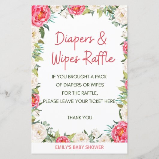 Baby Shower Game Pink und Ivory Florals (Vorderseite)