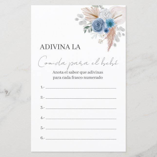 Baby Shower Game rät das Essen (Vorderseite)