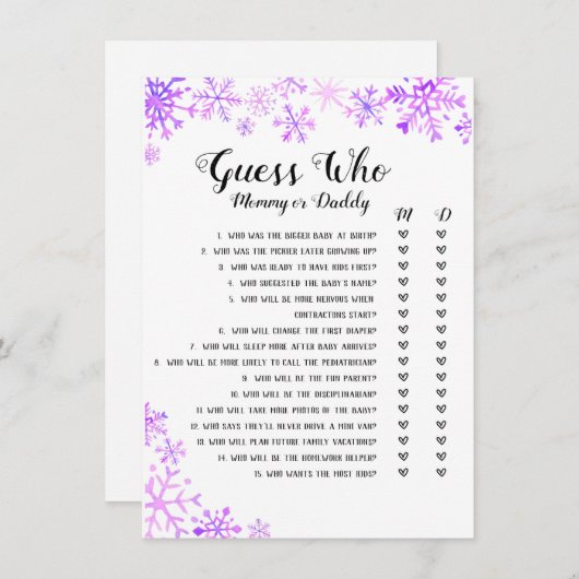 Baby Shower Game - Raten Sie mal, Baby, es ist kal Einladung (Vorne/Hinten)