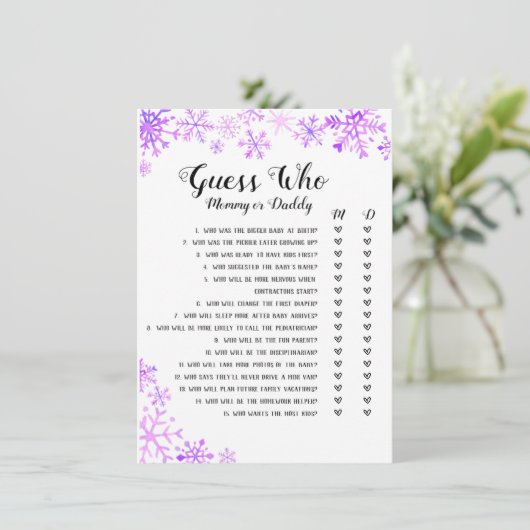 Baby Shower Game - Raten Sie mal, Baby, es ist kal Einladung (Stehend Vorderseite)