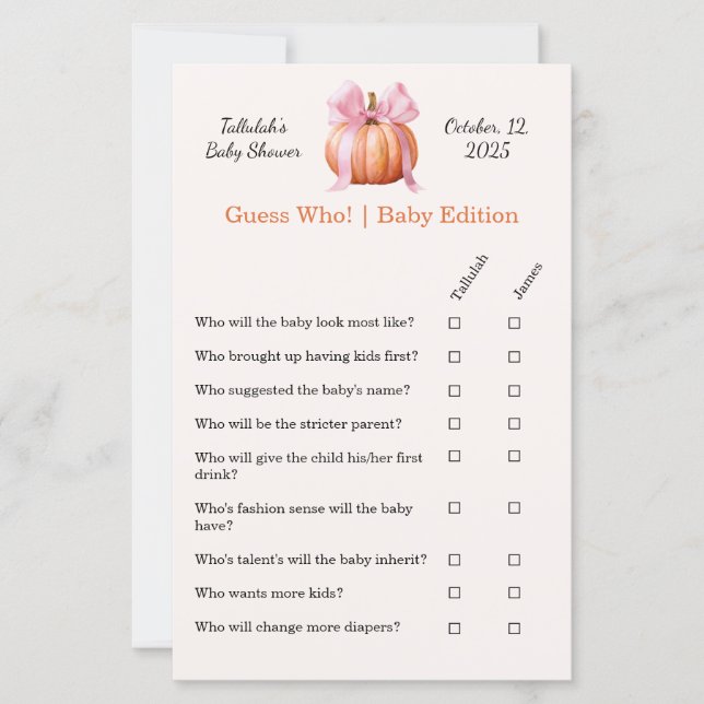 Baby Shower Game | Raten Sie mal, wer! Baby Editio (Vorderseite)