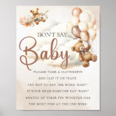 Baby Shower Game SAGT NICHT BABY Bären Balloons Poster (Vorne)