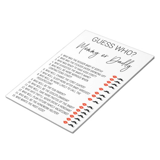 Baby Shower Game schätzt, wer neutrale Skripte ers Notizblock (angewinkelt)