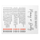 Baby Shower Game schätzt, wer neutrale Skripte ers Notizblock (Vorderseite)