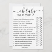 Baby Shower Game True oder False Trivia mit Antwor Einladung (Vorderseite)