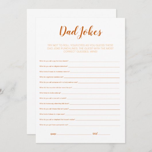 Baby Shower Game - Vater Jokes Dankeskarte (Vorne/Hinten)
