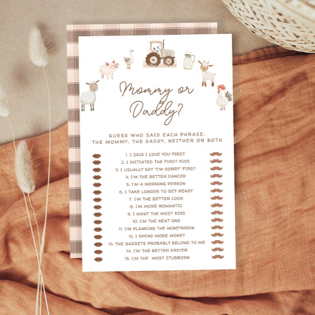 Baby Shower Game von Mommy oder Daddy Farm Animals (Von Creator hochgeladen)
