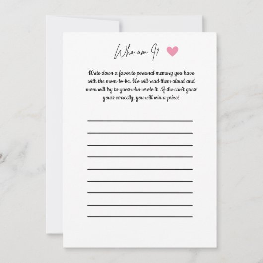 Baby Shower Game - Wer bin ich? Einladung (Vorderseite)