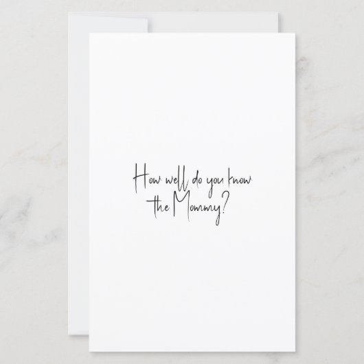 Baby Shower Game Wie gut kennen Sie Mommy? (Rückseite)