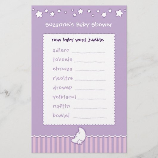 Baby Shower Game - Word Jumble (Vorderseite)