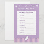Baby Shower Game - Word Jumble (Vorne/Hinten)