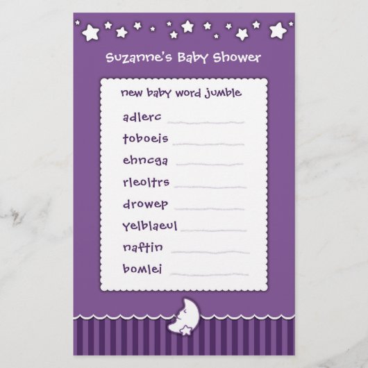 Baby Shower Game - Word Jumble (Vorderseite)