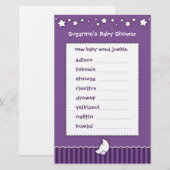 Baby Shower Game - Word Jumble (Vorne/Hinten)