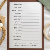 Baby Shower Game Word Scramble mit Answer Key Einladung