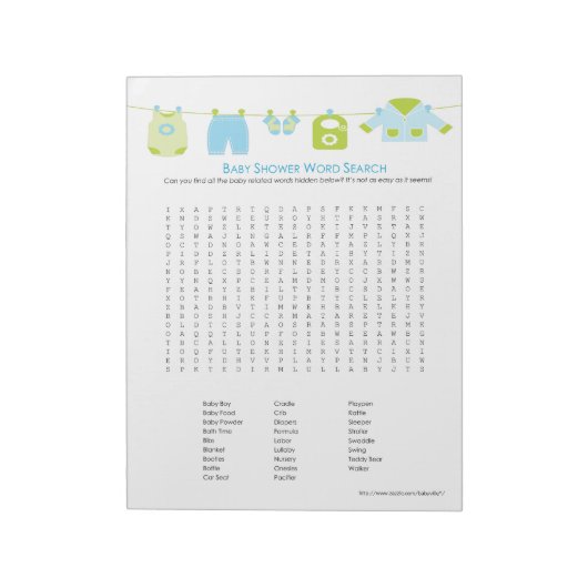 Baby Shower Game Word Search Notepad (blau) Notizblock (Rotiert)