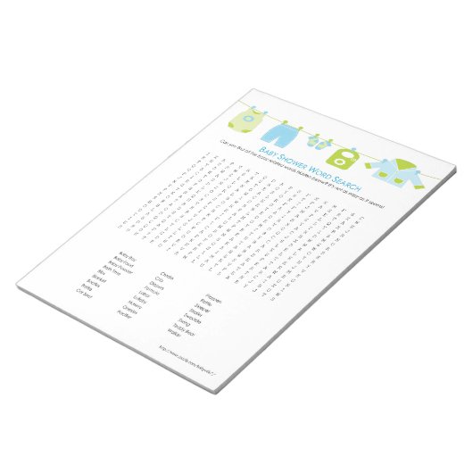 Baby Shower Game Word Search Notepad (blau) Notizblock (angewinkelt)