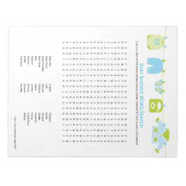 Baby Shower Game Word Search Notepad (blau) Notizblock
